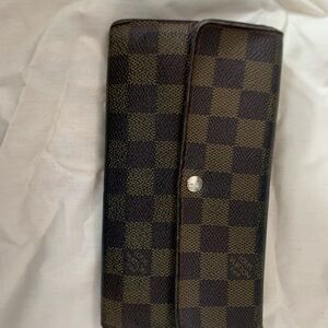 LV Checkered Wallet with Button Closure